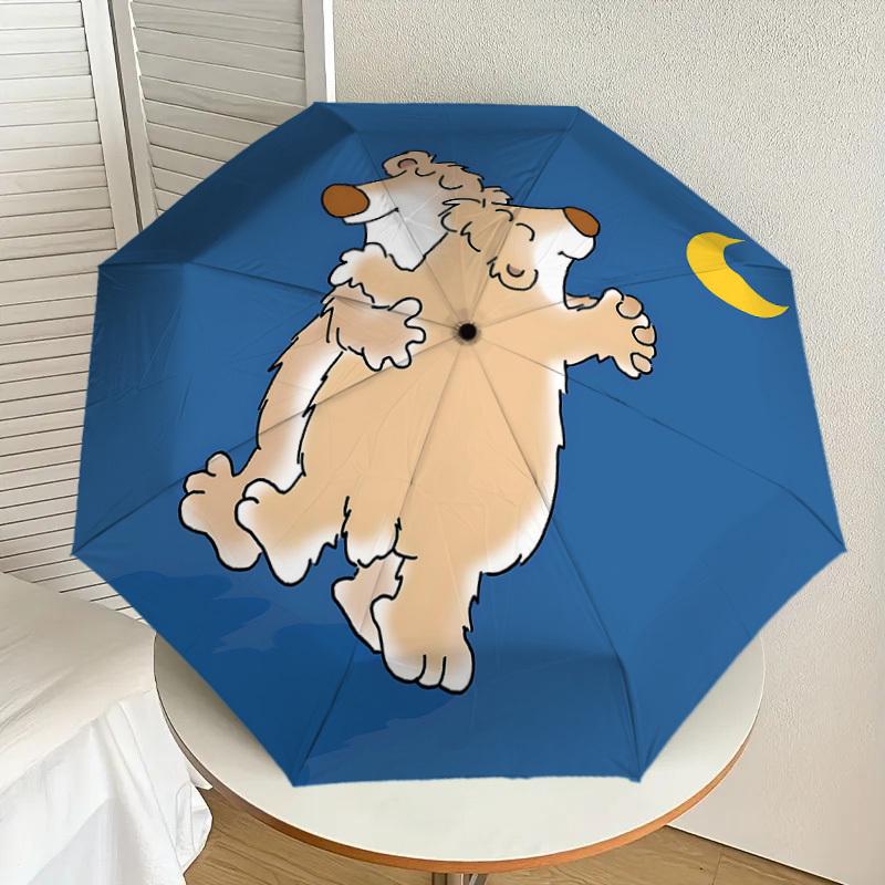 1 Stück Bärenmond-Regenschirm – 8-Streben-verstärkt, automatischer Öffnungsmechanismus, leicht und robust, niedliches Modeaccessoire für Outdoor-Aktivitäten – P128