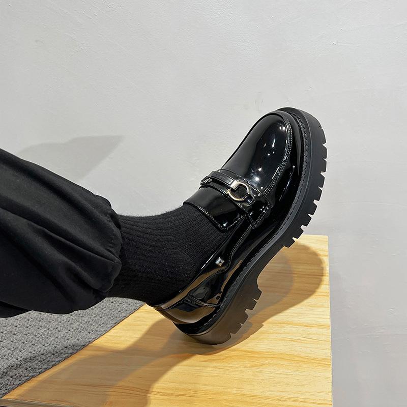 Scarpe in Pelle da Uomo Business Tempo Libero Platform Monopattino Scarpe Britanniche Trendy Versatili Mocassini in Pelle Lucida 20350-T