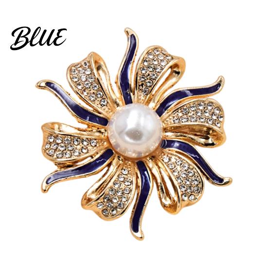 Durable Brooch Pin Oil Dripping Rhinestone Flower Brooch Faux Pearl