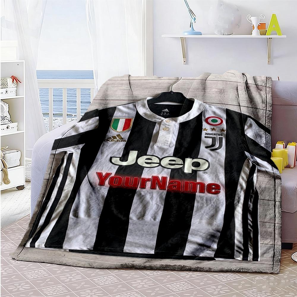 Juventus Customize Text Blanket Gift Personalized Blanket Warmthful Decor Perfect for Couch Office Seaside Sofa All-Season Use