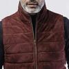 Men’s Stylish Burgundy Handmade Lambskin Leather Biker Suede Puffer Vest Coat