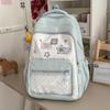 Schoolbag peach powder spell white stars embroidery soft girl schoolbag two-dimensional DIY transparent window design atmosphere sweet backpack