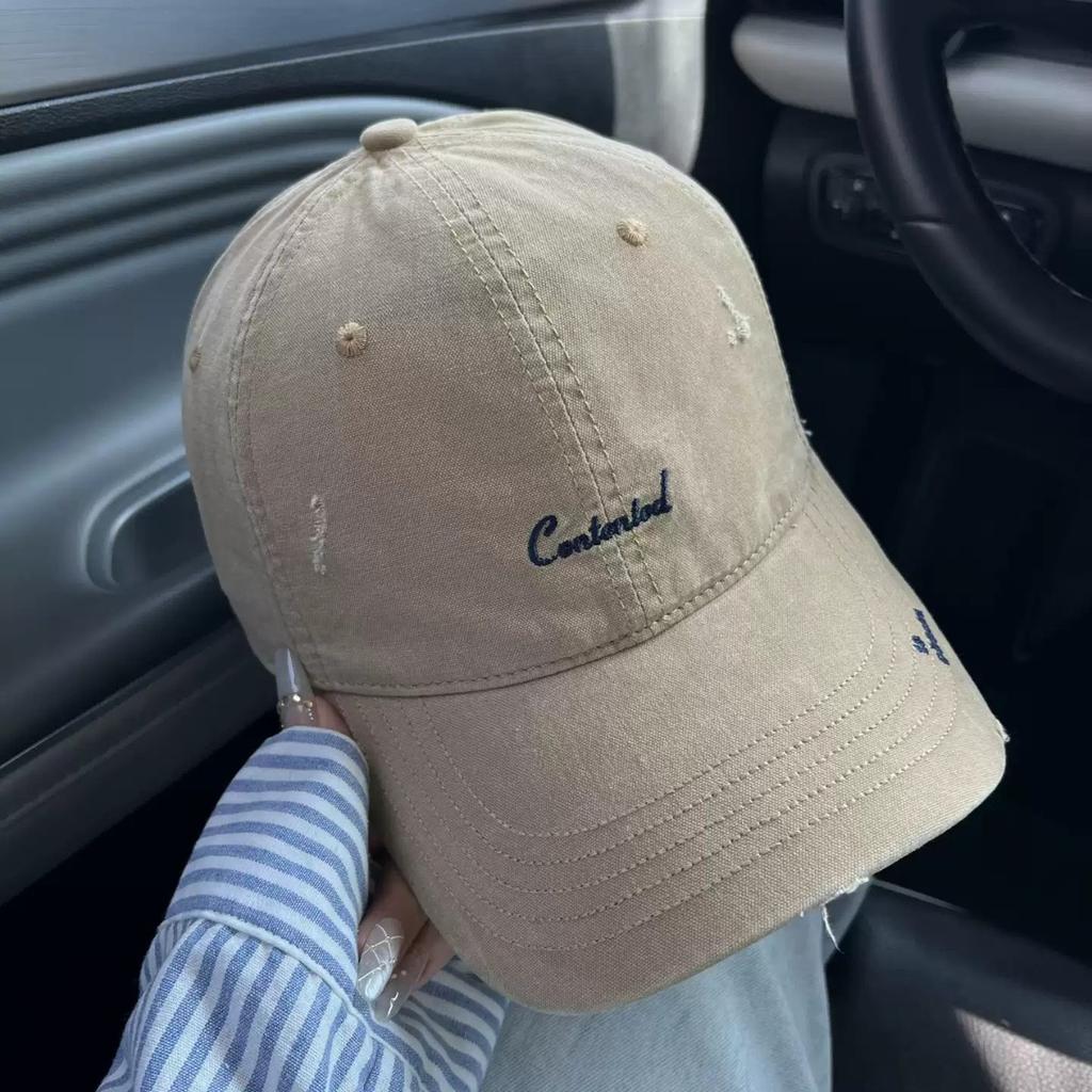 Four Seasons Hat Niche Letter Embroidery Baseball Cap Men's and Women's Big Head Circumference Soft Top Skinny Age Reducing Versatile Cap