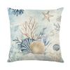 New Summer Marine Life Pillow Case Seahorse Shell Linen Printed Home Sofa Pillow