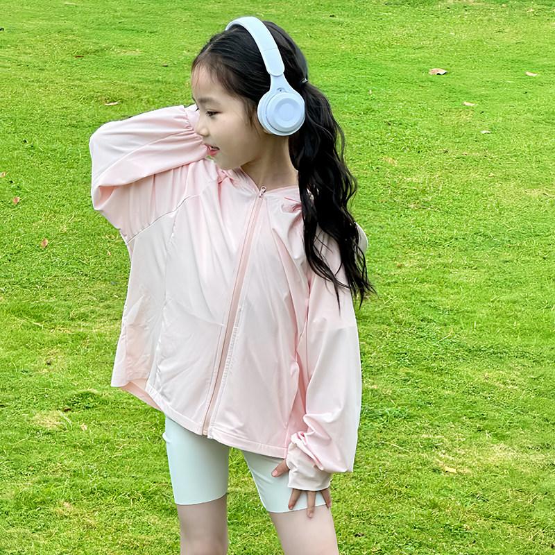Children's sunscreen clothing 1011 new summer ice silk light boys and girls baby brim removable sunscreen clothing jacket