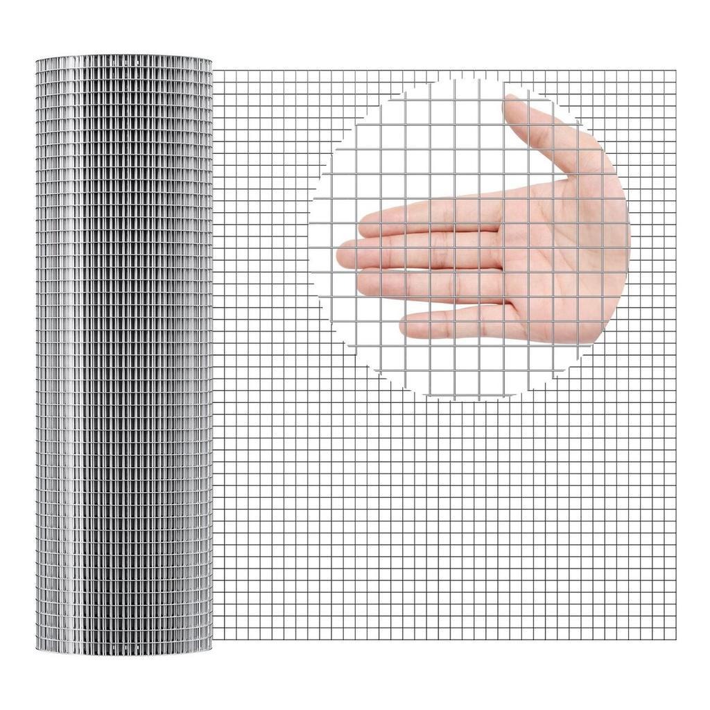 Hardware Cloth, 1/2 inch 24in x 50 ft 19 Gauge, Hot Dipped Galvanized Wire Mesh Roll, Chicken Wire Fencing, Wire Mesh for Rabbit Cages, Garden, Small