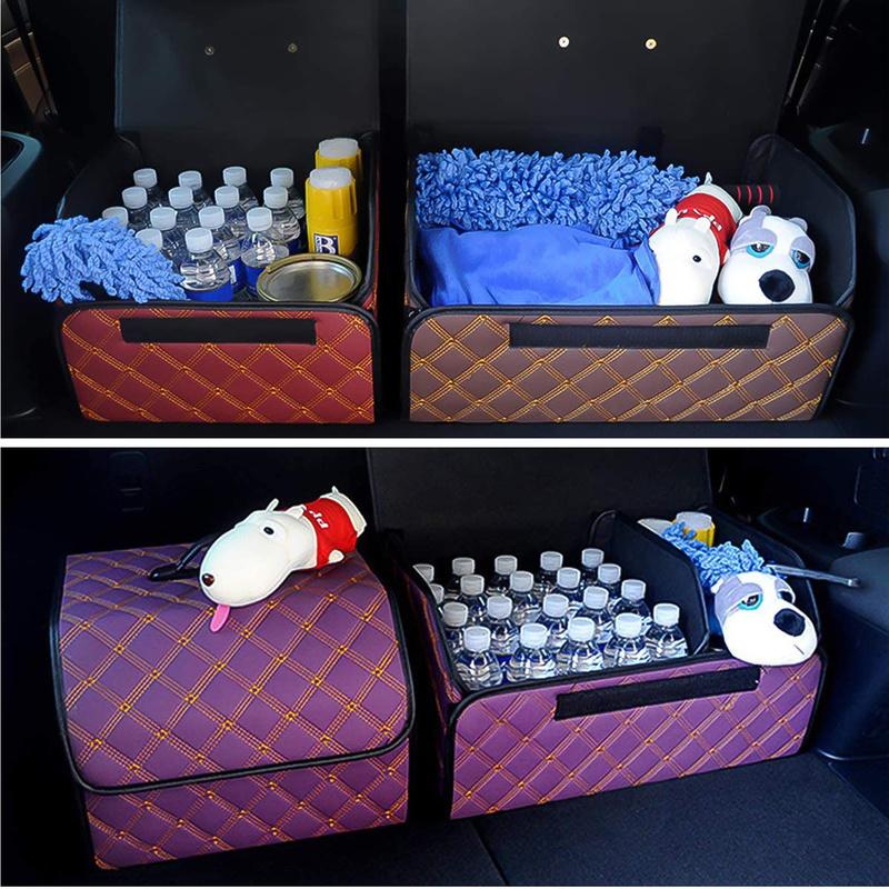 Organizer do bagażnika samochodu luksusowy składany bagażnik samochodowy schludny schowek Wodoodporny organizer do bagażnika samochodowego PU do samochodu
