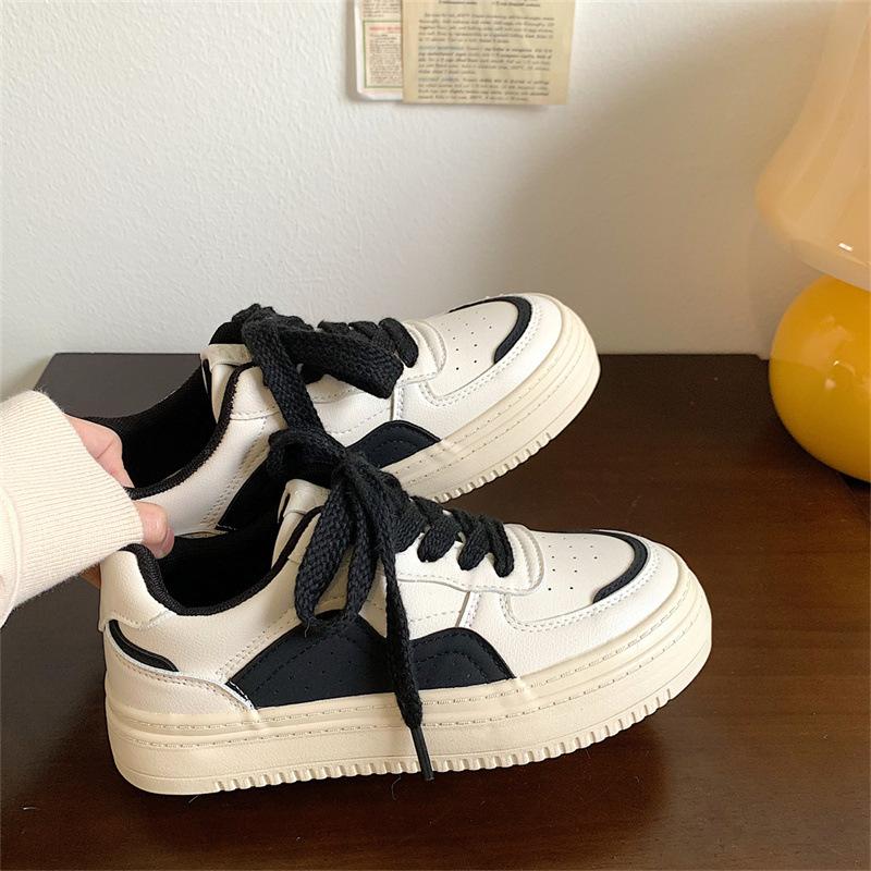 Little White Shoes Women's 2025 New Popular Spring Versatile Student Casual Sports Shoes Retro Thick-soled Heightening Board Shoes