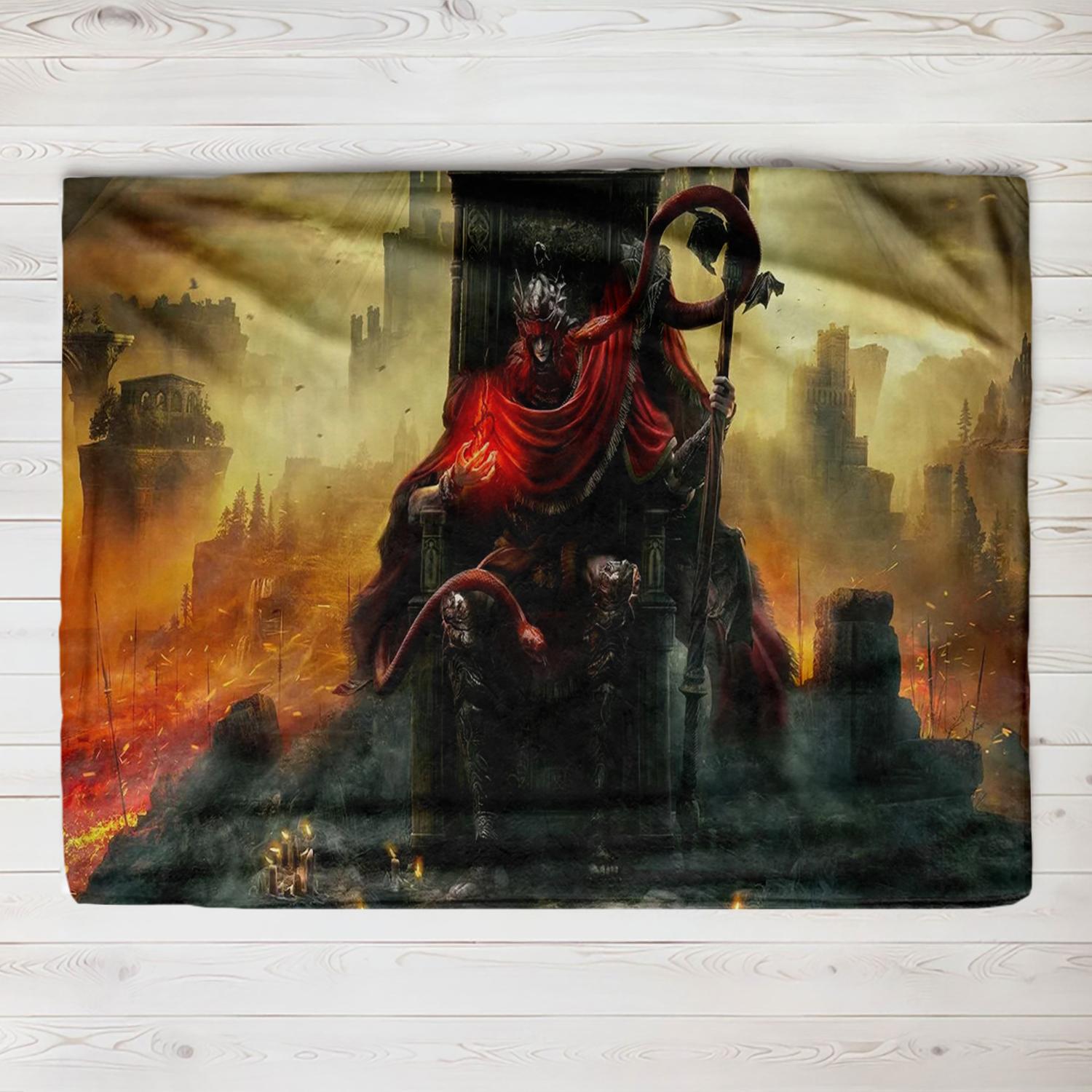 

130×150cm Games Eldens Flannel Blanket Plush Nap Sofa rug for Living Room Office Bedroom Birthday Home Travel couple Gifts 75x90cm
