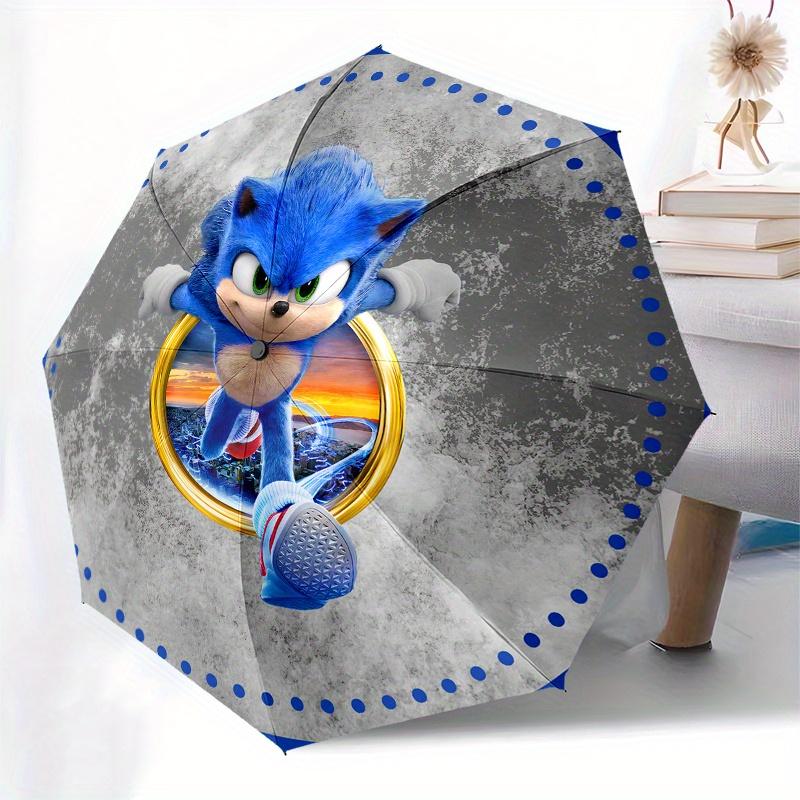 Sonic The Hedgehog Movie Poster Sticker Decal Laptop Water Bottle Car Window Wall Decoration Umbrella, Cute Umbrella with Cute Design, Portable 3-Fold