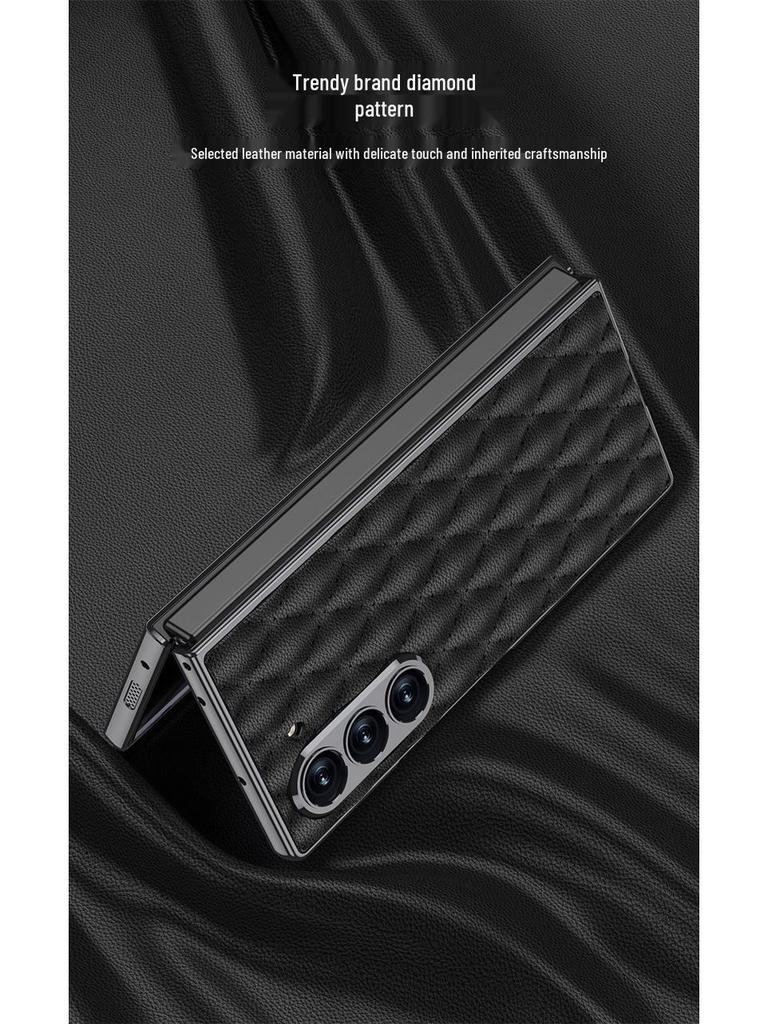 Samsung Z Fold 6 Case - Diamond Lattice, Electroplated Leather, Fragrance-Inspired Design
