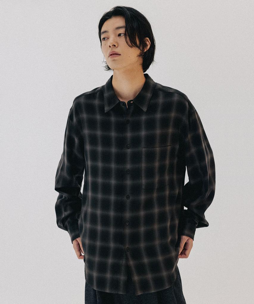 BLANKROOM Check Shirt_Haze Brown