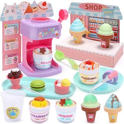 Cute Stone Ice Cream Shop Play Set, 44-Piece Set, Educational Toy, 2-in-1 Play, DIY, Color-Changing Cupcakes, Ice Cream, Temperature-Sensitive Functio