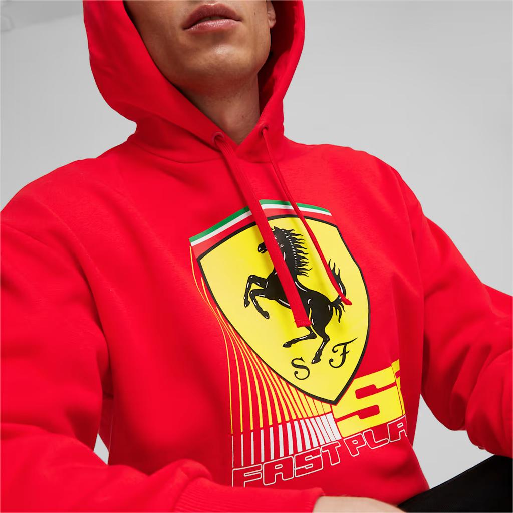 Puma Ferrari Graphic Print Long Sleeve Hooded Sweatshirt Men Sweatshirt Red 622233-02