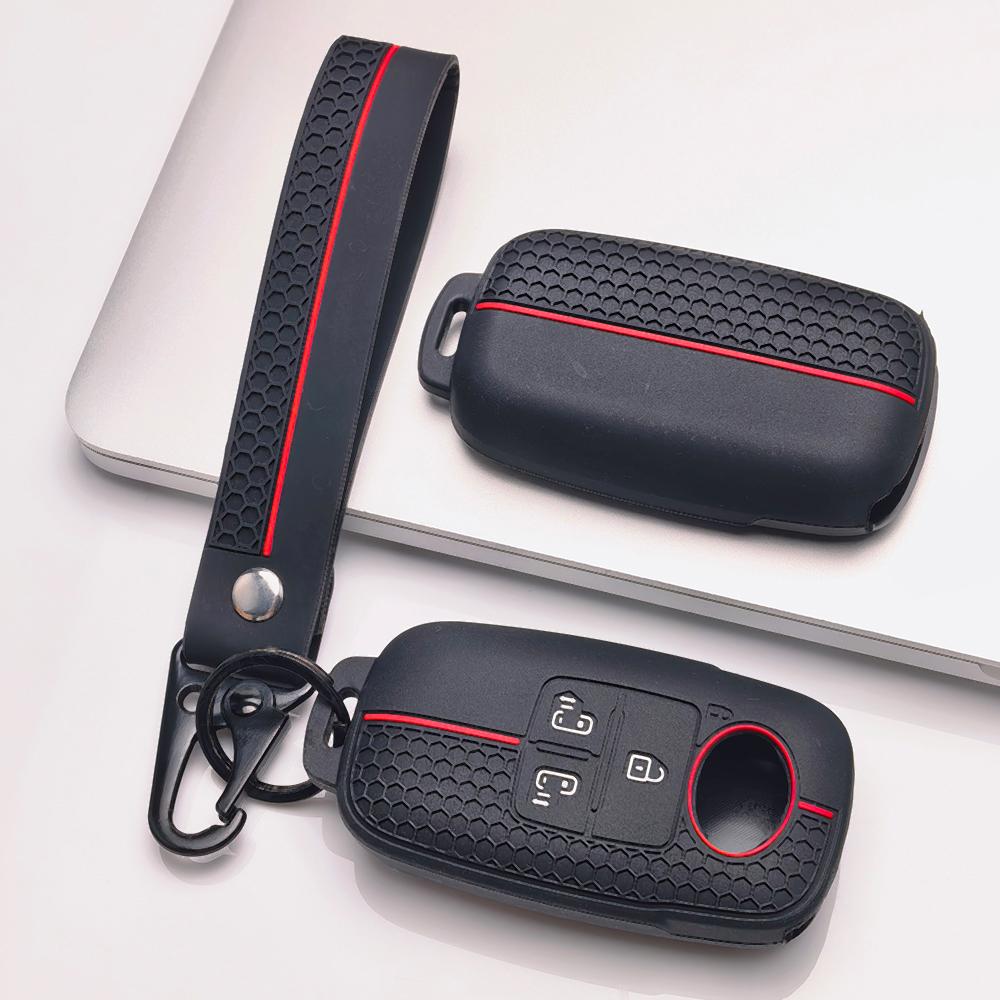 Key Cover for Toyota Raize Tanto Rex Ativa Daihatsu Rocky Tanto Subaru Rex with Keychain Honeycomb Texture Racing Stripe Remote Key Case Protector