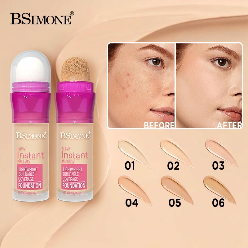 Bsimone Facial Concealer Sponge Head Matte Liquid Foundation Makeup Oil Control Long Lasting Bb Cream Waterproof Brighten