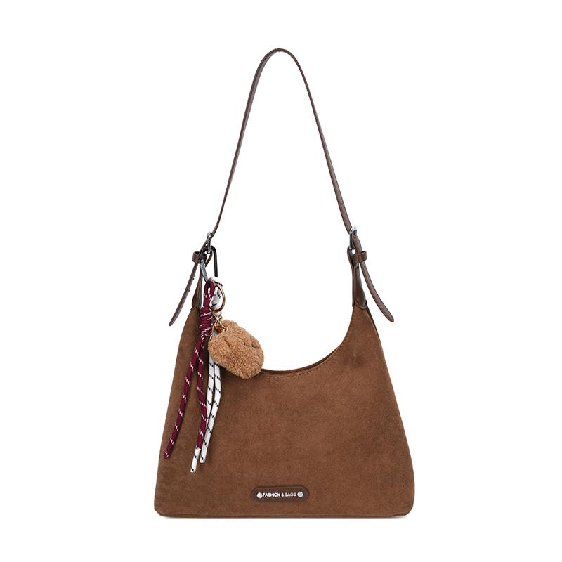 

Tote Bag Commuter Frosted Leather Fleece Underarm Bag Women s Shoulder Crossbody Bag коричневый