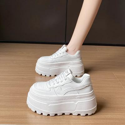 Fashion Women 8 CM Platform Sneakers Casual Outdoor Simple Design Skateboard Comfortable Lace Up Sneakers Running Sports Shoes Female