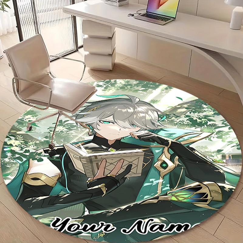 Personalized Genshin Impact Round Chair Office Rug - Perfect for Mat, Office Chair & More - Ideal Gift for Birthdays and Holidays