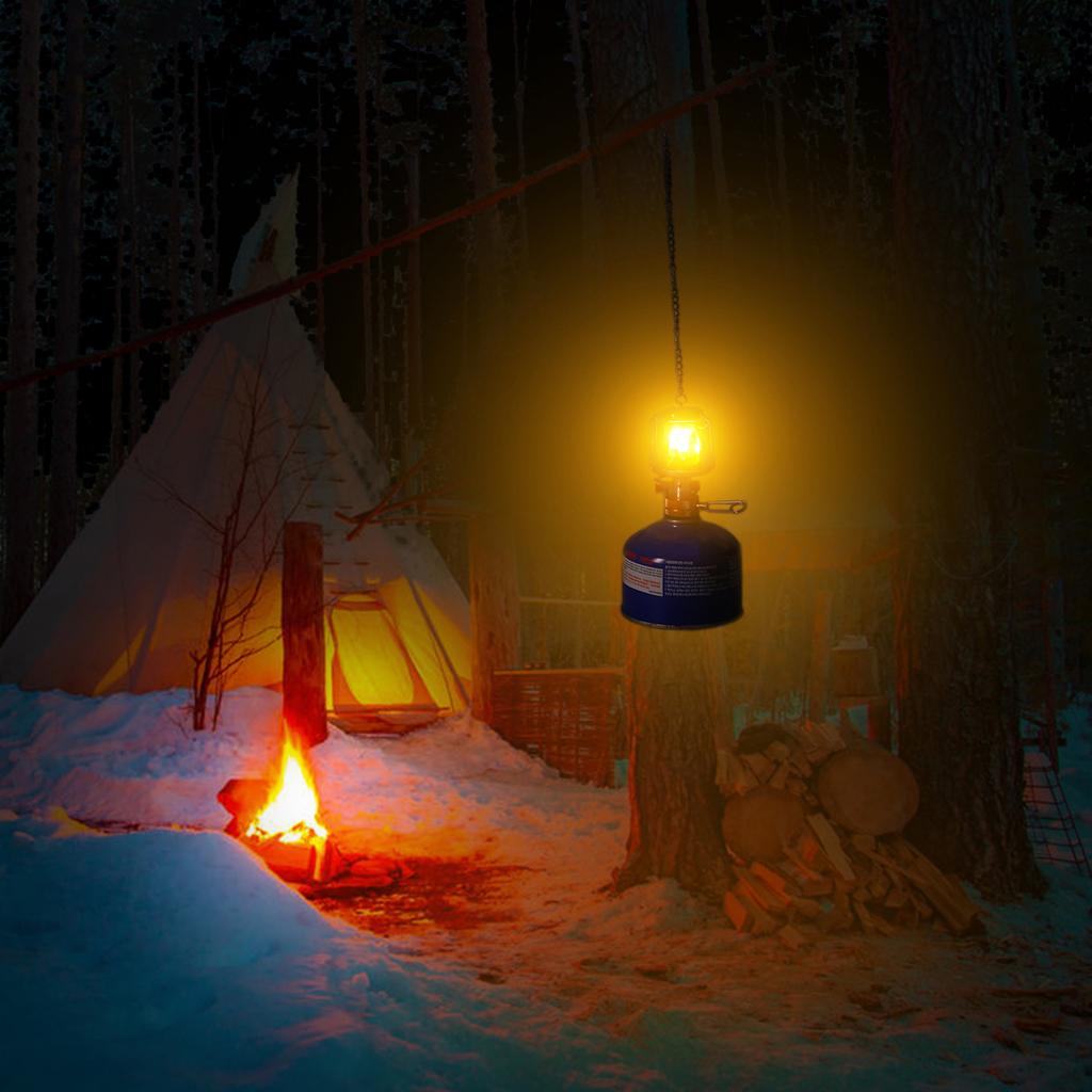 Outdoor Portable Camping Gas Lantern Piezo Ignition Mini Gas Tent Lamp Light with 3 Mantles and Adapter Portable Gas Lantern