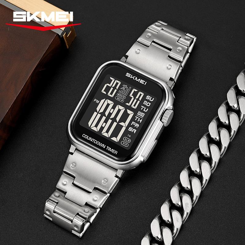 Skmei 2447 New Fashion Luxury Men's Electronic Watch Waterproof Large Dial Square Countdown Calendar Digital Watch Reloj Hombre