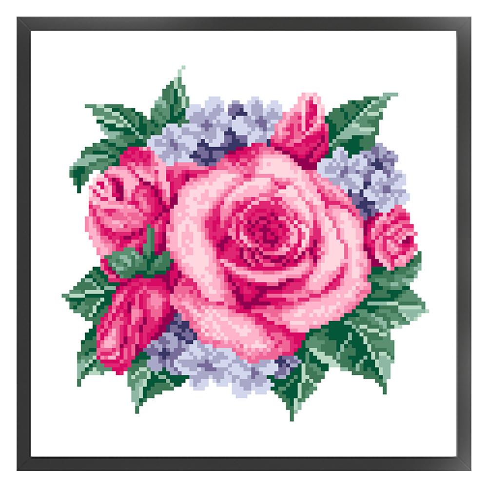 

Teilweise Stickerei-Perlen bedruckt 9 CT Blumen-Kreuzstich-Set Heimkunst 3