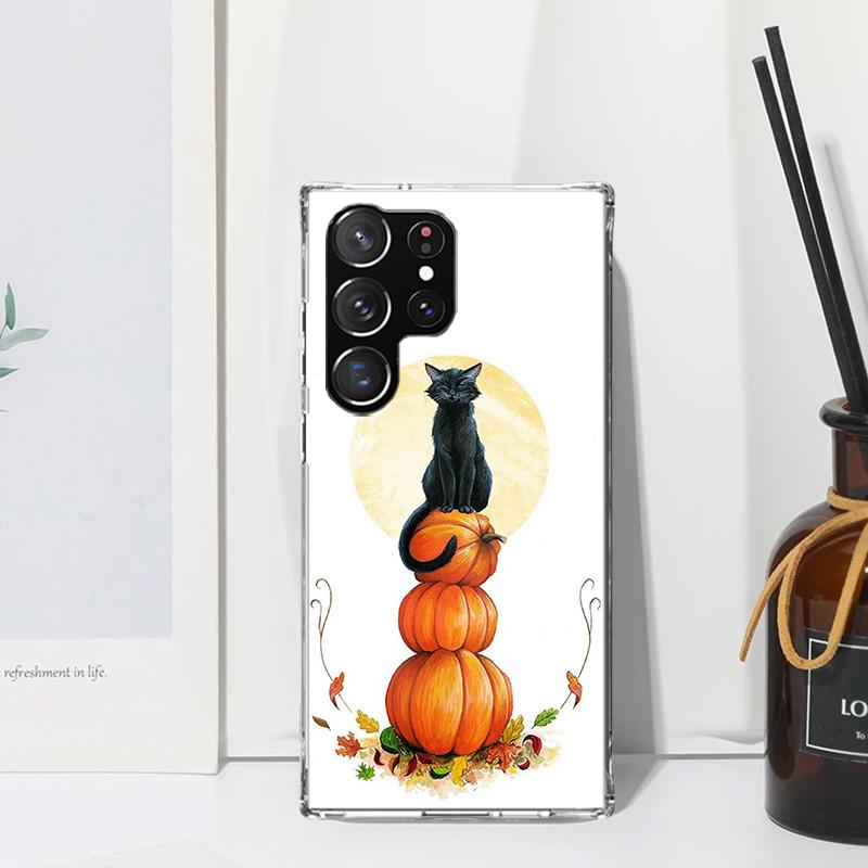 Kitten Cat Christmas Pumpkin Phone Case For Samsung Galaxy S25 S24 S23 S22 Ultra S21 FE S20 Plus S10 + S10E Art Fundas Back Cove