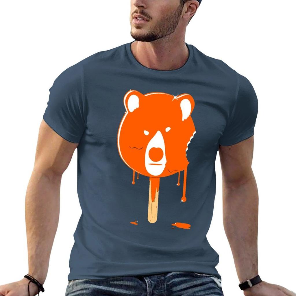 Melting Orange Ice Cream Bear TShirt T Shirts Cotton Funny T Shirts Cotton T Shirts for Unisex Graphic Funny Tshirt