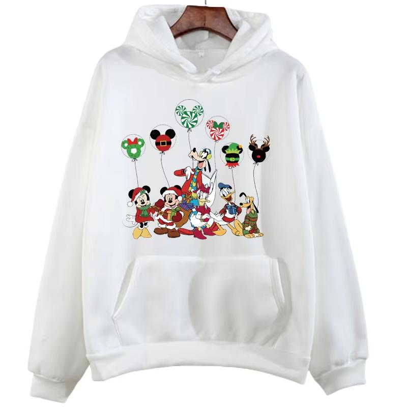 Merry Christmas Cartoon Disney Mickey Mouse Printed Hoodie Harajuku Fashion Men's Autumn Casual Long Sleeve Streetwear Pullover