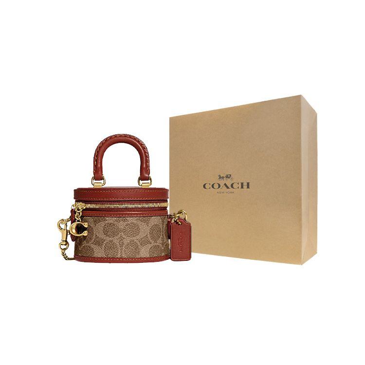 Coach Sac à Bandoulière Trail 12 Monogramme Classique Fermeture Éclair Cuir et Toile Enduite Sac à Main Femme Marron Jaune Rouille CE768-B4NQ4