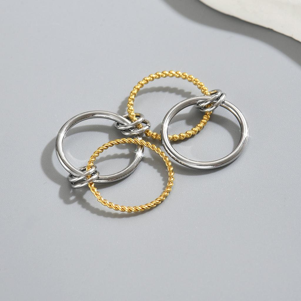 Popular Women's Stacked Ring Set, Geometric 18k Plating Design Cross Ring Jewelry