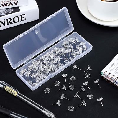 50Pcs Gear-shape Push Pins Flat Head Map Pins Clear Pushpins for Cork Board, Clear Sewing Pins for Fabric Sewing