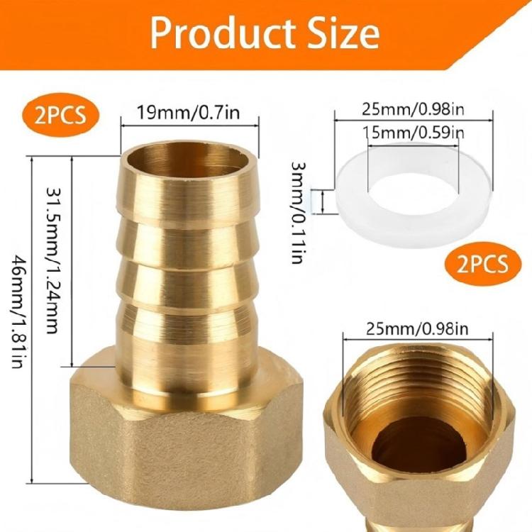 Brass 3/4 Inch Hose Connector Set With Double Sealing Rings Hexagonal Nut Design Corrosion Resistant For Water Gas Oil Pipelines 2 Pack