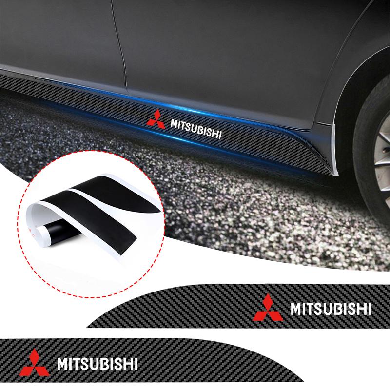 2pcs Car Side Skirt Sill Carbon Fibre Body Protection Sticker Emblem For Mitsubishi Lancer ASX Mirage Pajero Sport Xpander