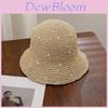 Summer Straw Hat For Women With Pearl Decor And Wide Brim Sunshade For Outdoor Sun Protection