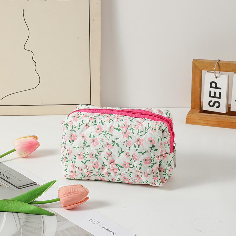 1PC Portable Small Flower Printed Storage Bag Travel Makeup Case Women Toiletry Bag For Girls Traveling
