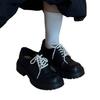 Sheepskin version retro platform big head Derby loafers women's small thick heel lace-up British versatile small leather shoes