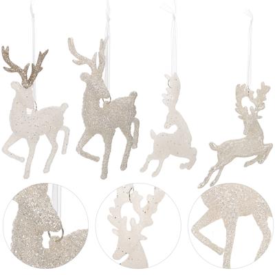 4 Pezzi Ornamento Natale Renna Ciondolo Ghirlanda Decorazioni Albero Appeso Plastica Xmas