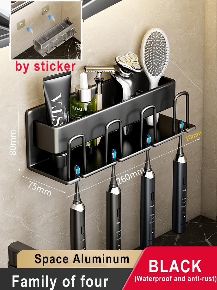 Toothbrush Holder Wall-mounted Gargle Cup Storage Electric Razor Shaver Shelf Batchroom Toiletries Organization Toothbrush Rack