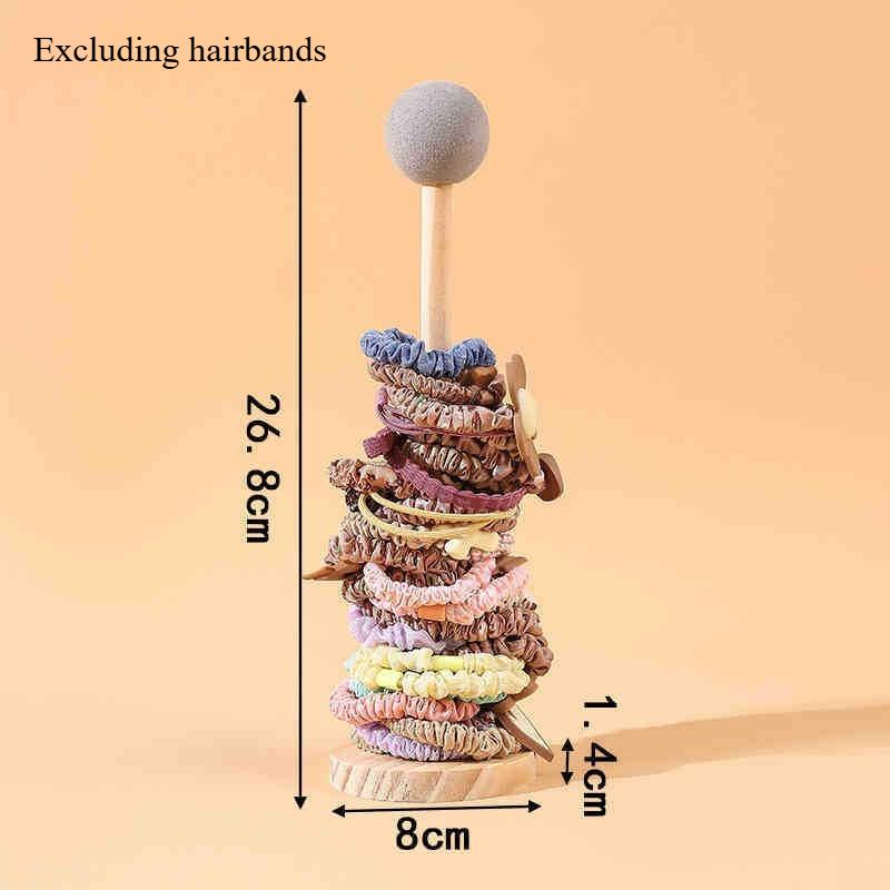 Solid Wood Hair Tie & Accessory Organizer - Stylish Display Stand Suitable for Hair Accessories and Headbands Countertop Storage
