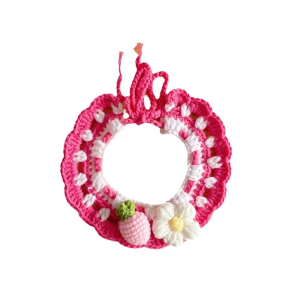 Sweet Flower Pet Scarf Bib Adjustable Cat Woven Bib Cute Pet Cat Necklaces  Photo Shoots