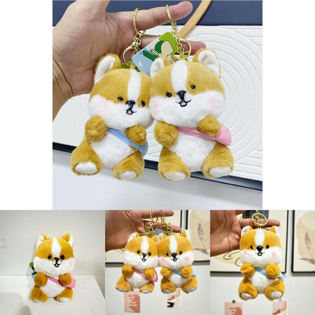 Lovely Corgi Dog Plush Toy Keychain Bag Bright Yellow Cartoon Doll Gift For All Ages