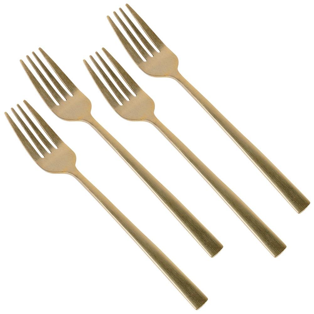Widelczyki deserowe do ciasta przekąsek stalowe złote 4-ele SATYNA EXCELLENT HOUSEWARE 139768