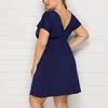 Women's Casual High Waist Belly Concealing V-Neck Drawstring Plus Size Dress