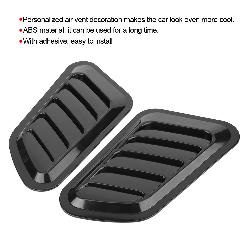 2Pcs Car Decorative Air Intake Turbo Hood Vent Cover Car Decoration AccessoriesBlack