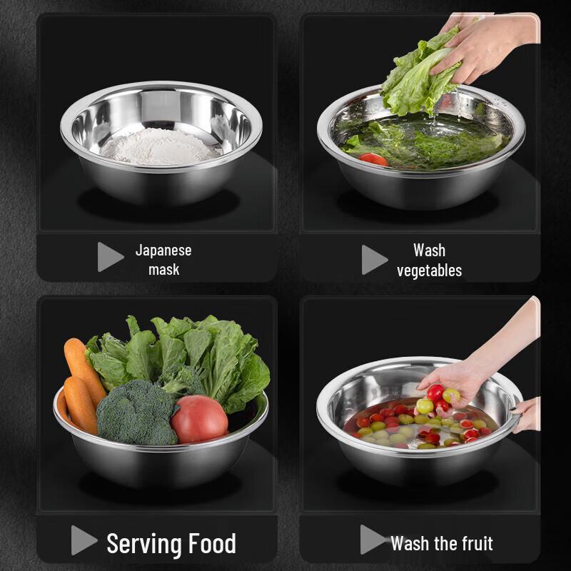 Thickened Stainless Steel Multi-Purpose Kitchen Bowl