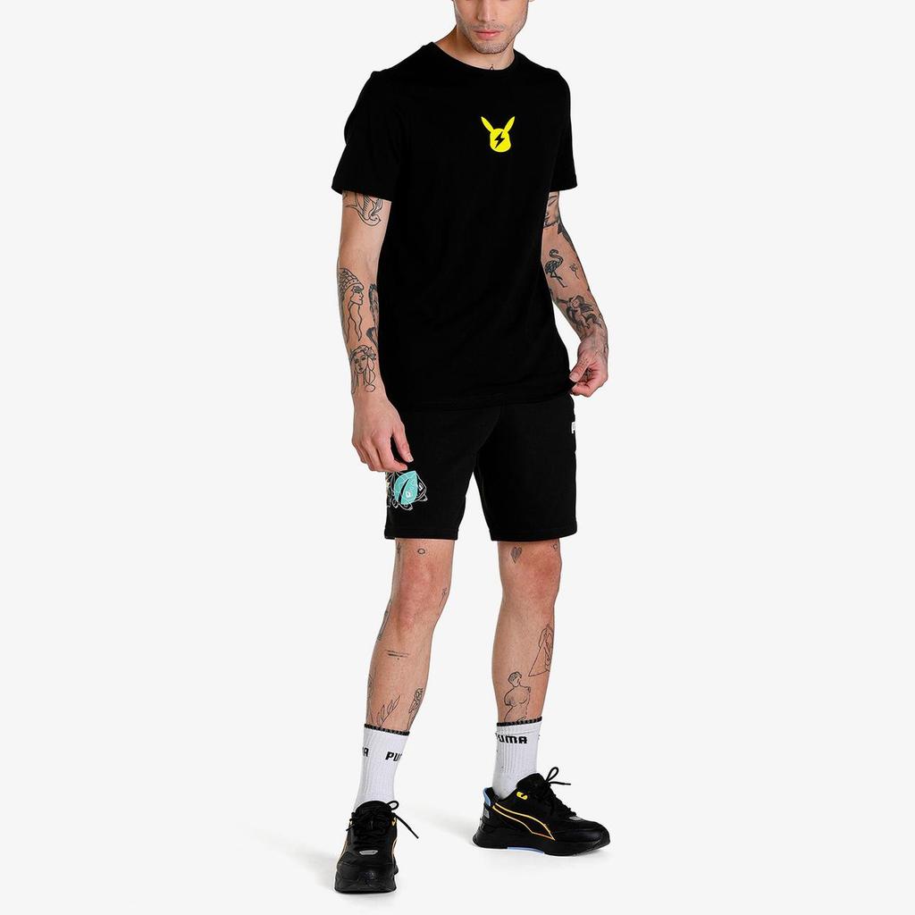 Puma X Pokemon Kollaborationsserie Pokemon Muster Bedruckte Lässige Shorts Herrenshorts Schwarz 538370-01