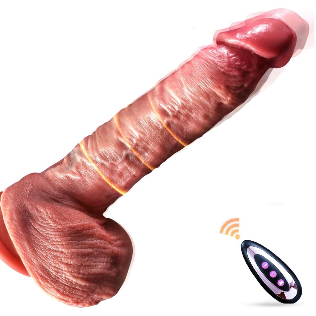 Heated Vibrating Silicone Dildo – 42° Warmth, Strong Suction, Soft Texture, Rechargeable, for G-Spot, Vaginal & Anal Play