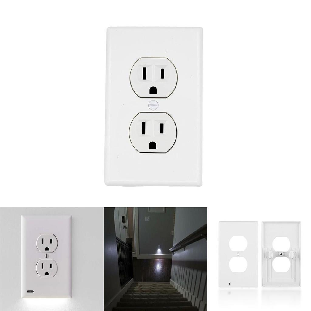 Versatile Wall Outlet Cover Socket Plate With Led Night Light Sensor For Safe Use