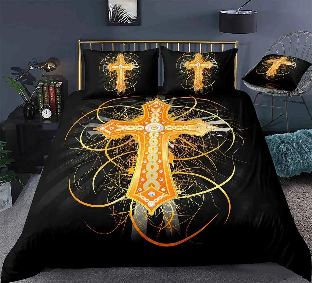 Jesus Cross Christian Christ Believer Comfortable Duvet Cover Pillowcase Bedding Set Children Bedroom Decoration Home Textile